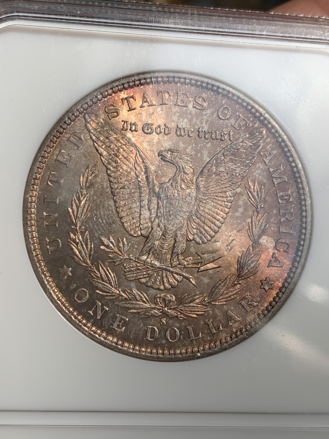 《竞宝斋》第48场-本周日，周一2场连拍（全场不限金额包邮） NGC-MS65 1879S摩根银币 老盒保存的极好 高分双面粉彩极少见！