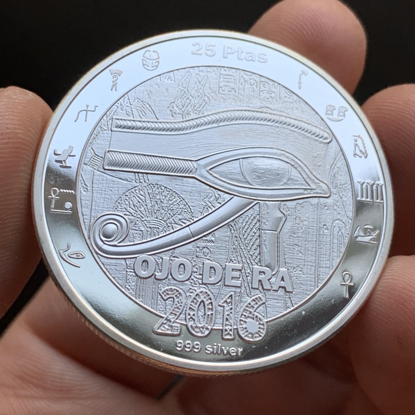 《竞宝斋》第48场-本周日，周一2场连拍（全场不限金额包邮） 西撒哈拉 2016 埃及文化 25P 精制 银币999银  30.1克 非常的精美