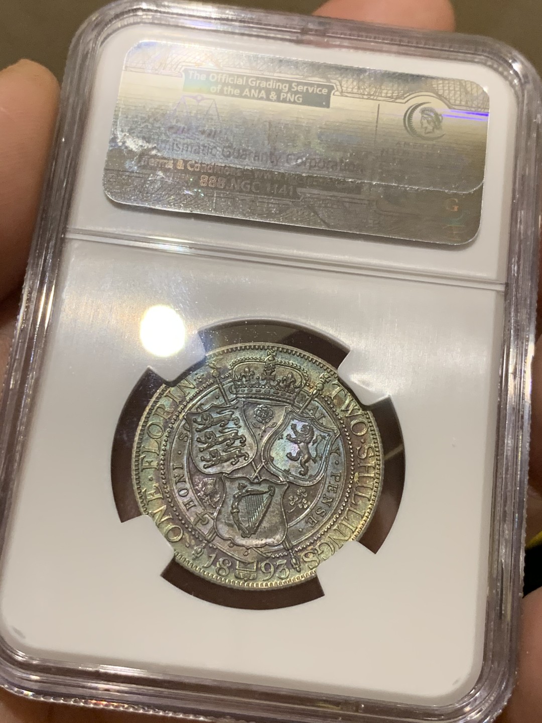 《竞宝斋》第48场-本周日，周一2场连拍（全场不限金额包邮） NGC-PF63 双面五彩 英国 1893年维多利亚女王精制弗洛林银币