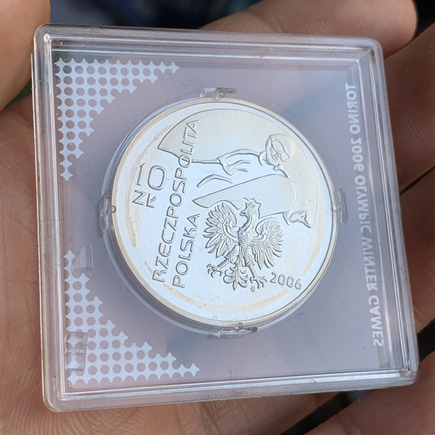 《竞宝斋》第48场-本周日，周一2场连拍（全场不限金额包邮） 波兰 2006年 10兹罗提 都灵冬奥会滑雪 精制银币 原盒包装