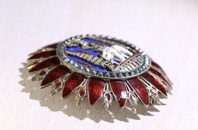 泰国暹罗战时白象勋章 最早期一版 银质珐琅有修复