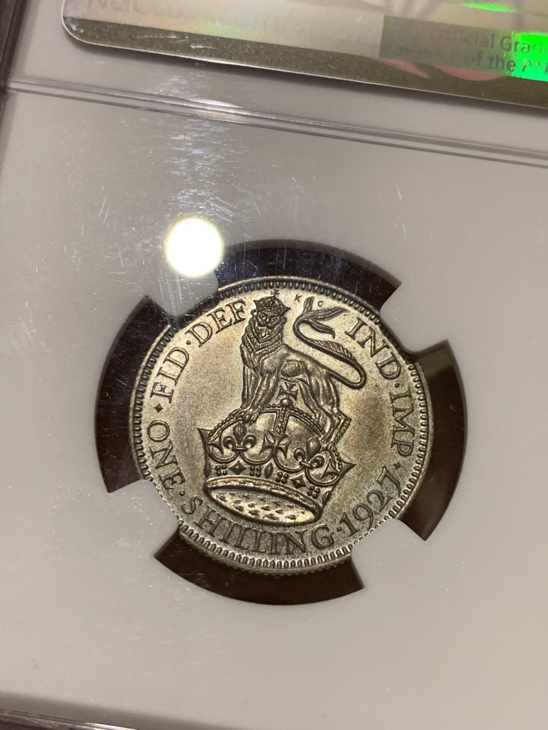 《竞宝斋》第48场-本周日，周一2场连拍（全场不限金额包邮） NGC-PF64 英国1927年乔治五世精制1先令 好包浆精制高分难得！