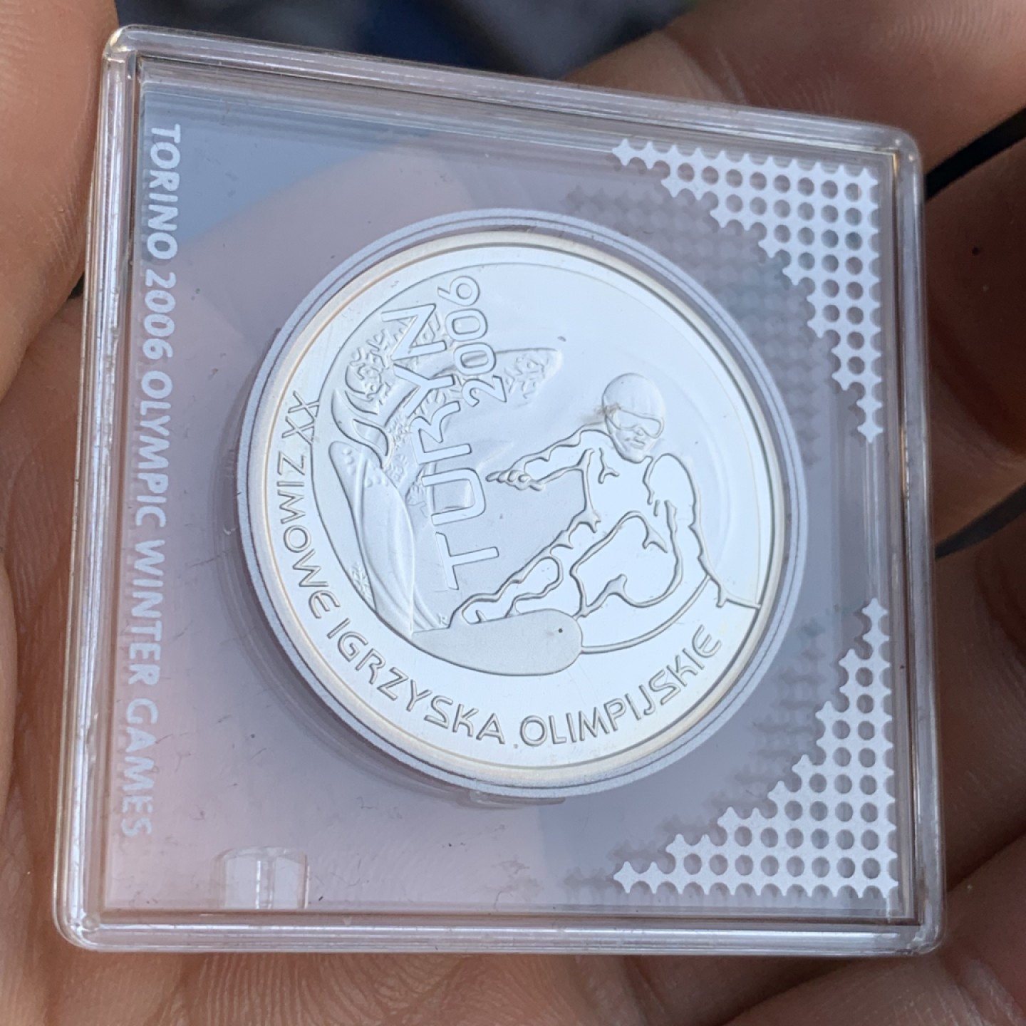 《竞宝斋》第48场-本周日，周一2场连拍（全场不限金额包邮） 波兰 2006年 10兹罗提 都灵冬奥会滑雪 精制银币 原盒包装
