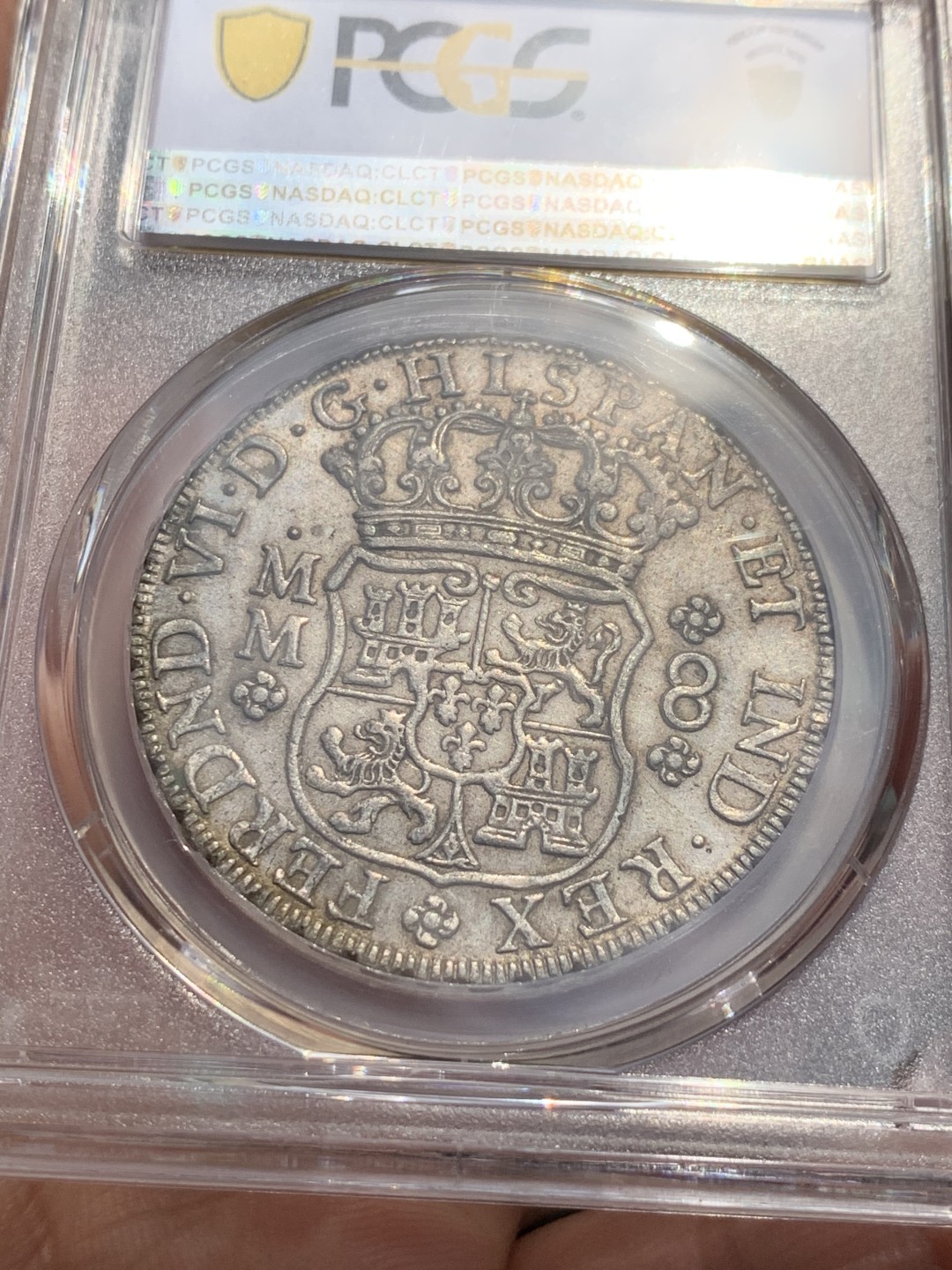 《竞宝斋》第48场-本周日，周一2场连拍（全场不限金额包邮） PCGS AU53 墨西哥地球 1756年 早期版本  原味包浆 状态很好 外拍热门品种