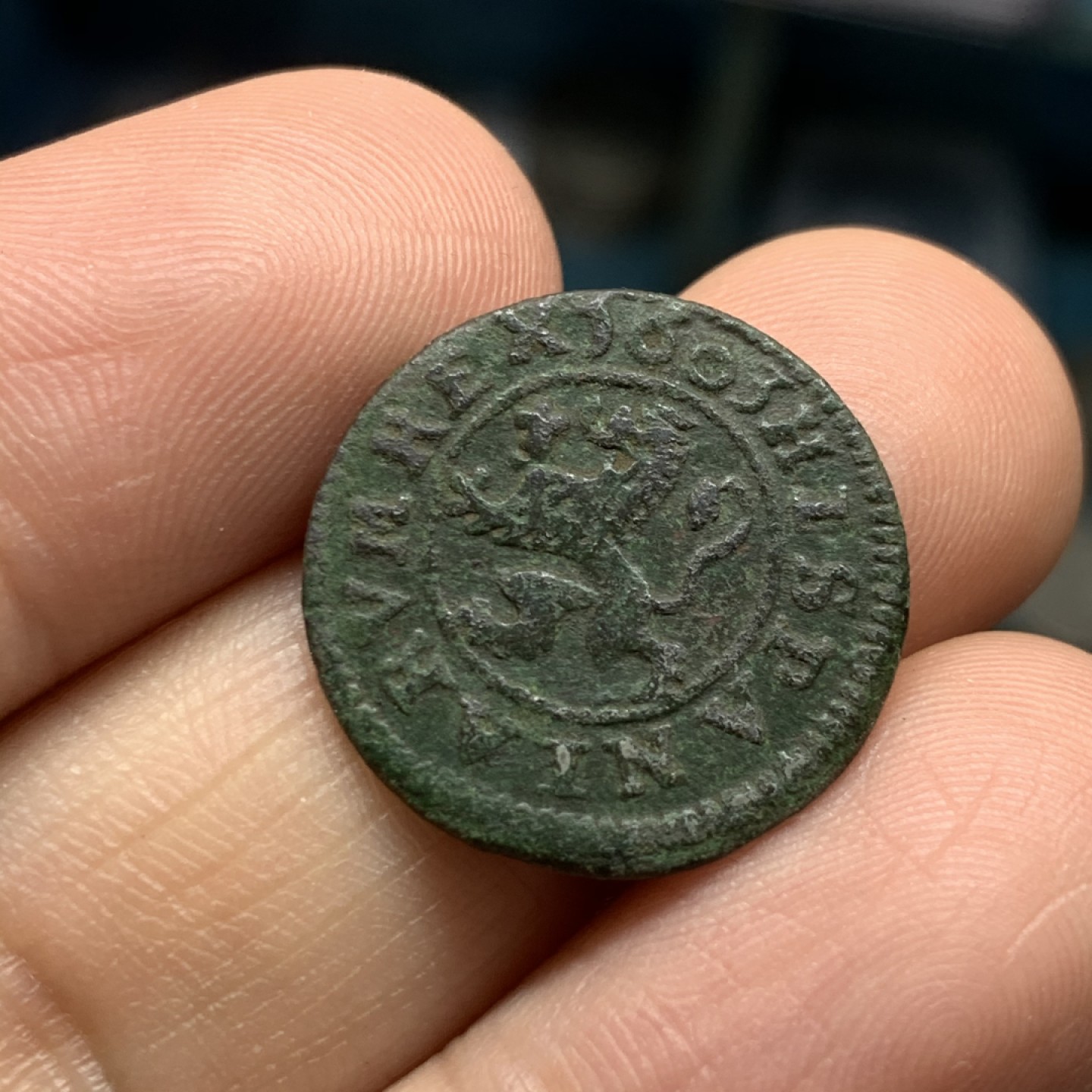 《竞宝斋》第48场-本周日，周一2场连拍（全场不限金额包邮） 西班牙 1603年 4M 铜币 400年前的铜币这个状态非常的难得