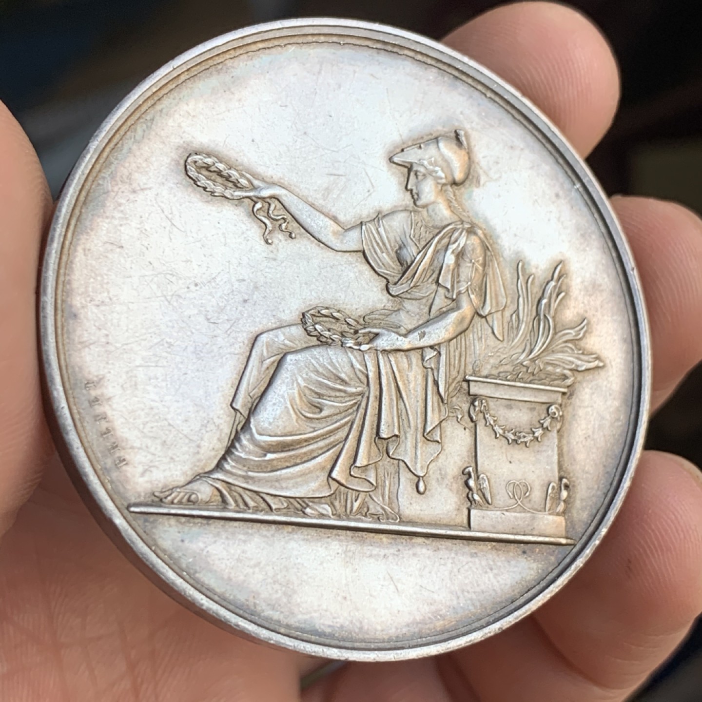 《竞宝斋》第48场-本周日，周一2场连拍（全场不限金额包邮） 法国 1890年 大银章 65.9克 50.9mm直径 丰饶角 带银标