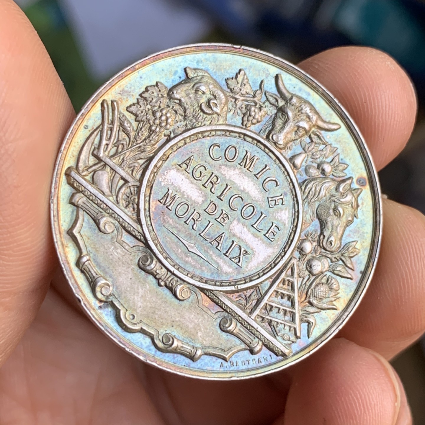 《竞宝斋》第48场-本周日，周一2场连拍（全场不限金额包邮） 法国 1880-1900年 农业部银章 19.7克 37mm直径 丰饶角带银标