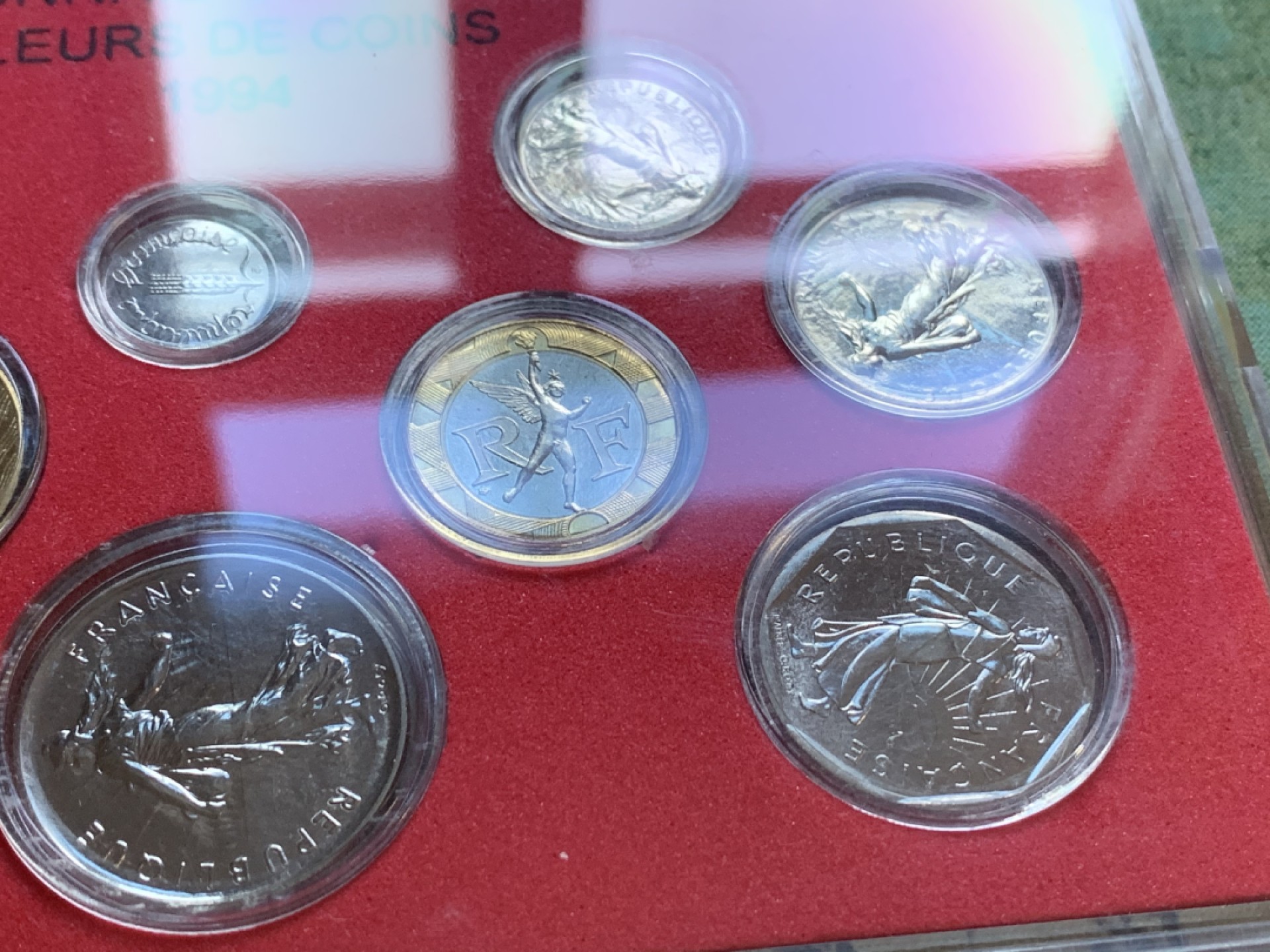 《竞宝斋》第48场-本周日，周一2场连拍（全场不限金额包邮） 法国1994年清年份官方原装套币BU 1分-20法郎共10枚 克劳斯编号MS9