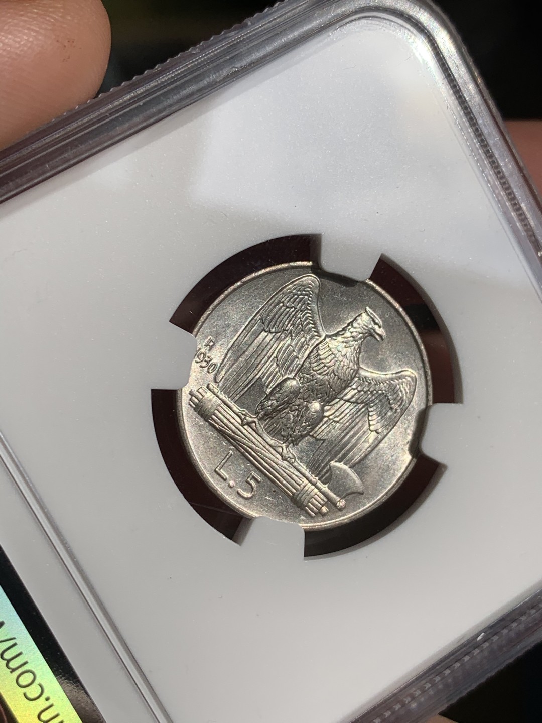 《竞宝斋》第48场-本周日，周一2场连拍（全场不限金额包邮） NGC-MS63 意大利1930年5里拉小银币