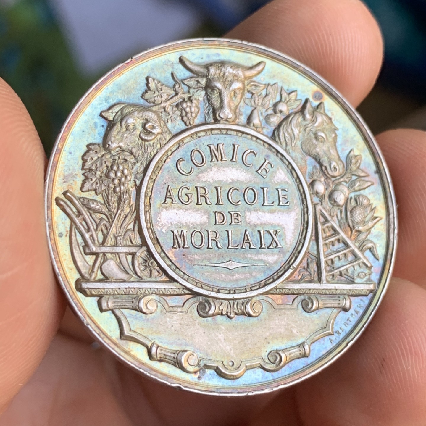 《竞宝斋》第48场-本周日，周一2场连拍（全场不限金额包邮） 法国 1880-1900年 农业部银章 19.7克 37mm直径 丰饶角带银标