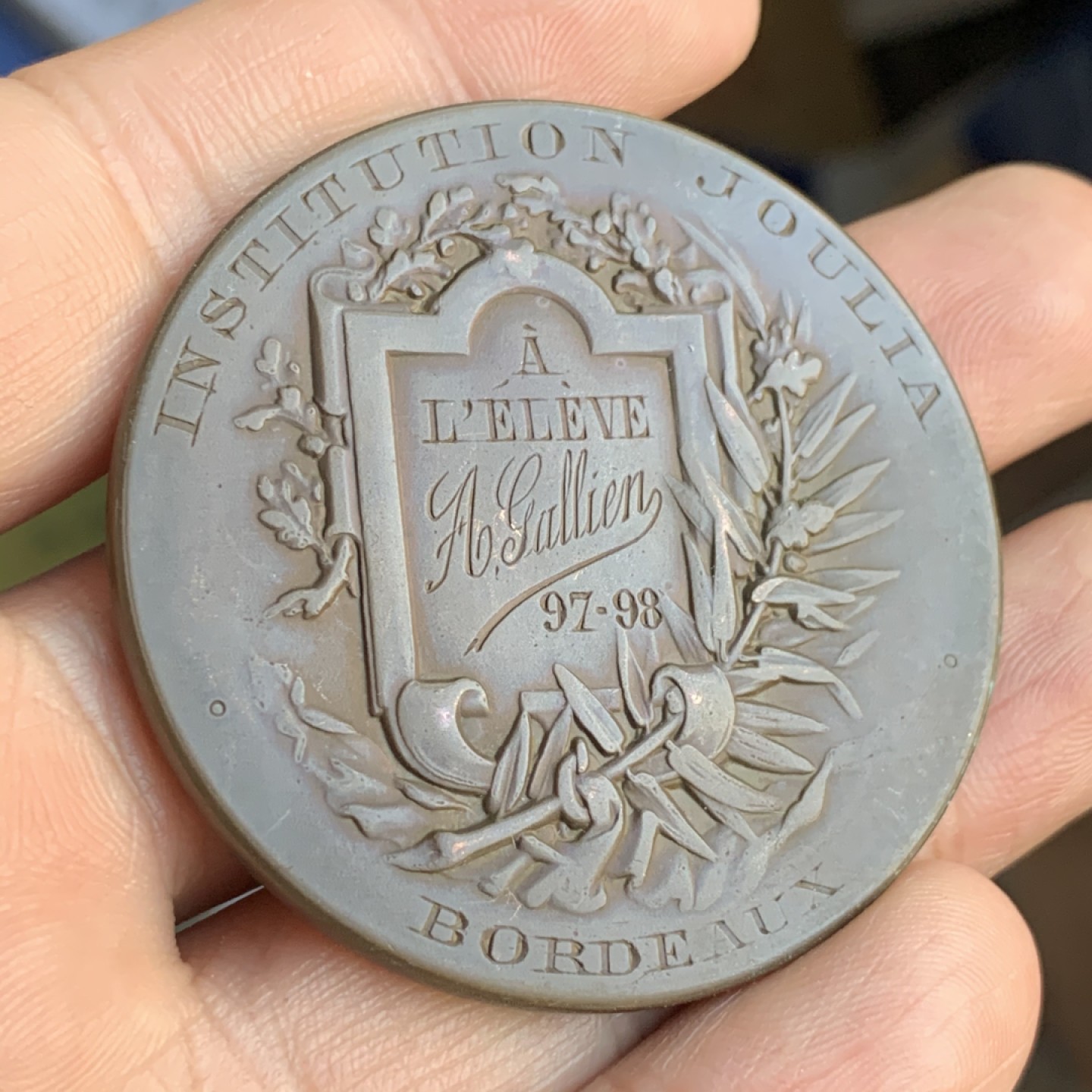 《竞宝斋》第48场-本周日，周一2场连拍（全场不限金额包邮） 法国玛丽安娜 大铜章 54.5克 49.3mm直径 背面文字应为手刻 非常漂亮