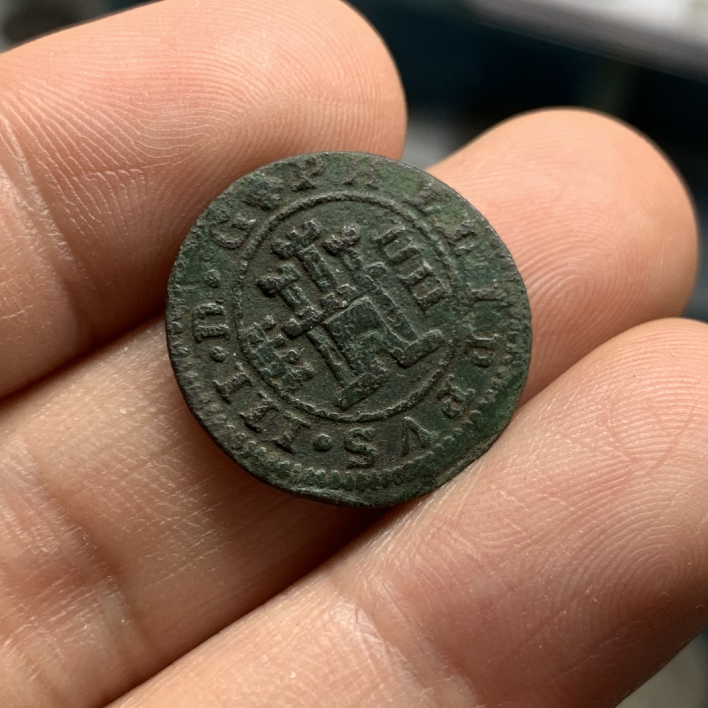 《竞宝斋》第48场-本周日，周一2场连拍（全场不限金额包邮） 西班牙 1603年 4M 铜币 400年前的铜币这个状态非常的难得