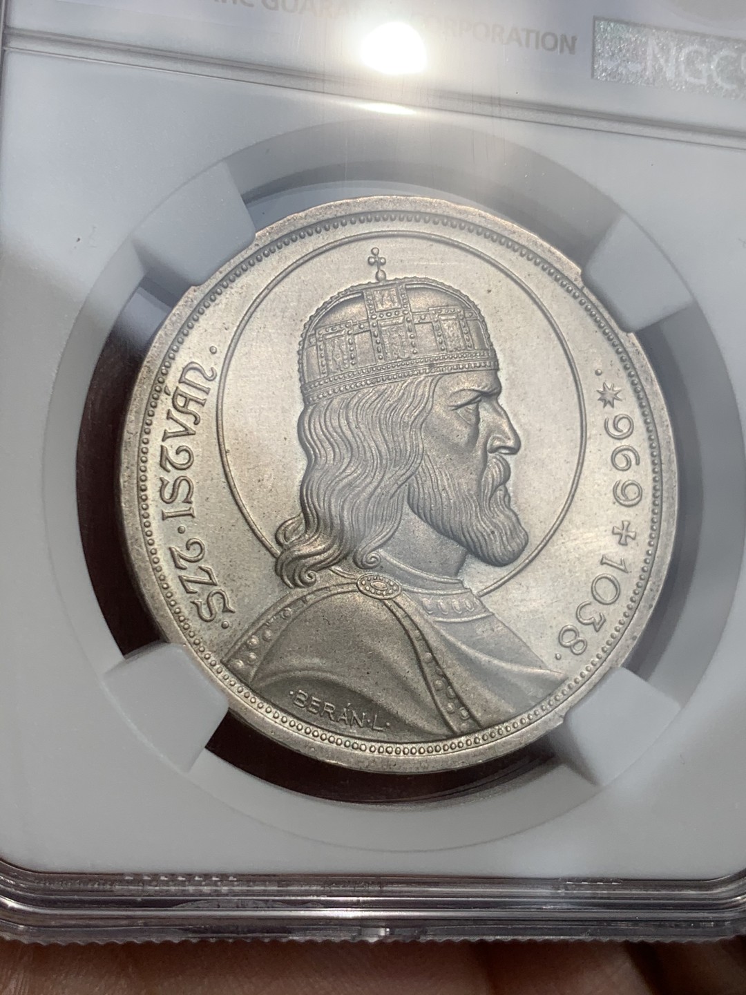 《竞宝斋》第48场-本周日，周一2场连拍（全场不限金额包邮） NGC unc detail 1938年史蒂芬5潘果大银币 