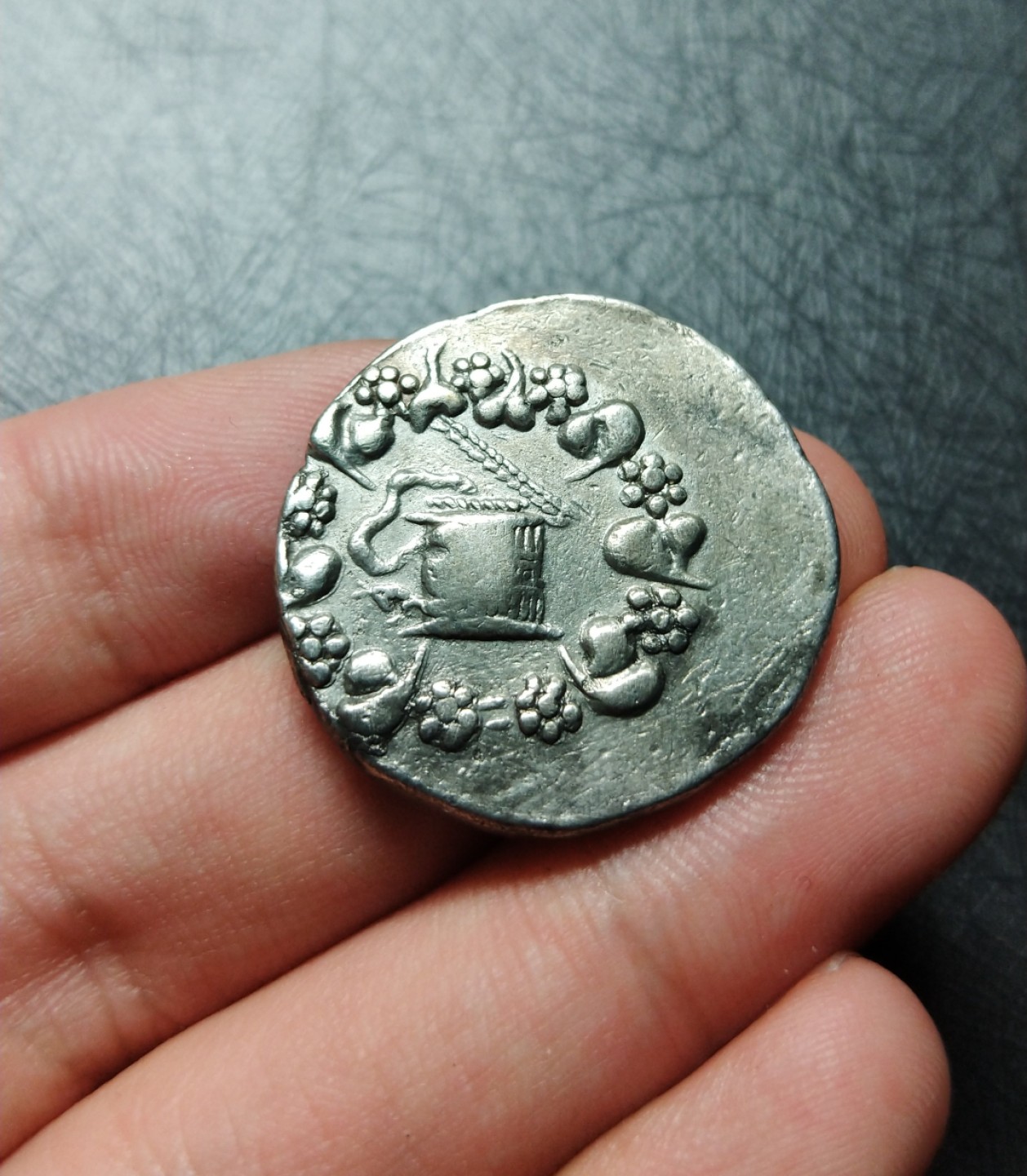 【古希腊币】老底嘉城蛇篮4德拉克马银币少见品种  【古希腊币】老底嘉城蛇篮4德拉克马银币少见品种 