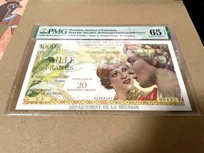 【Blue Auction】✨世界纸币精拍第176期——亨利四世的桂冠（共85拍） - 留尼旺 1971年20新法郎 PMG65EPQ 绝品 精美