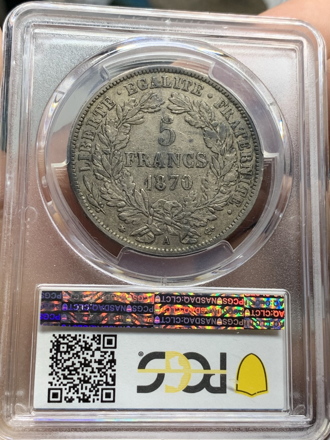 《竞宝斋》第49场-本周日，周一2场连拍（全场不限金额包邮） PCGS XF45 法国 1870年 谷物女神 5法郎银币 原味状态 1870相对早期的少许多 喜欢不要错过
