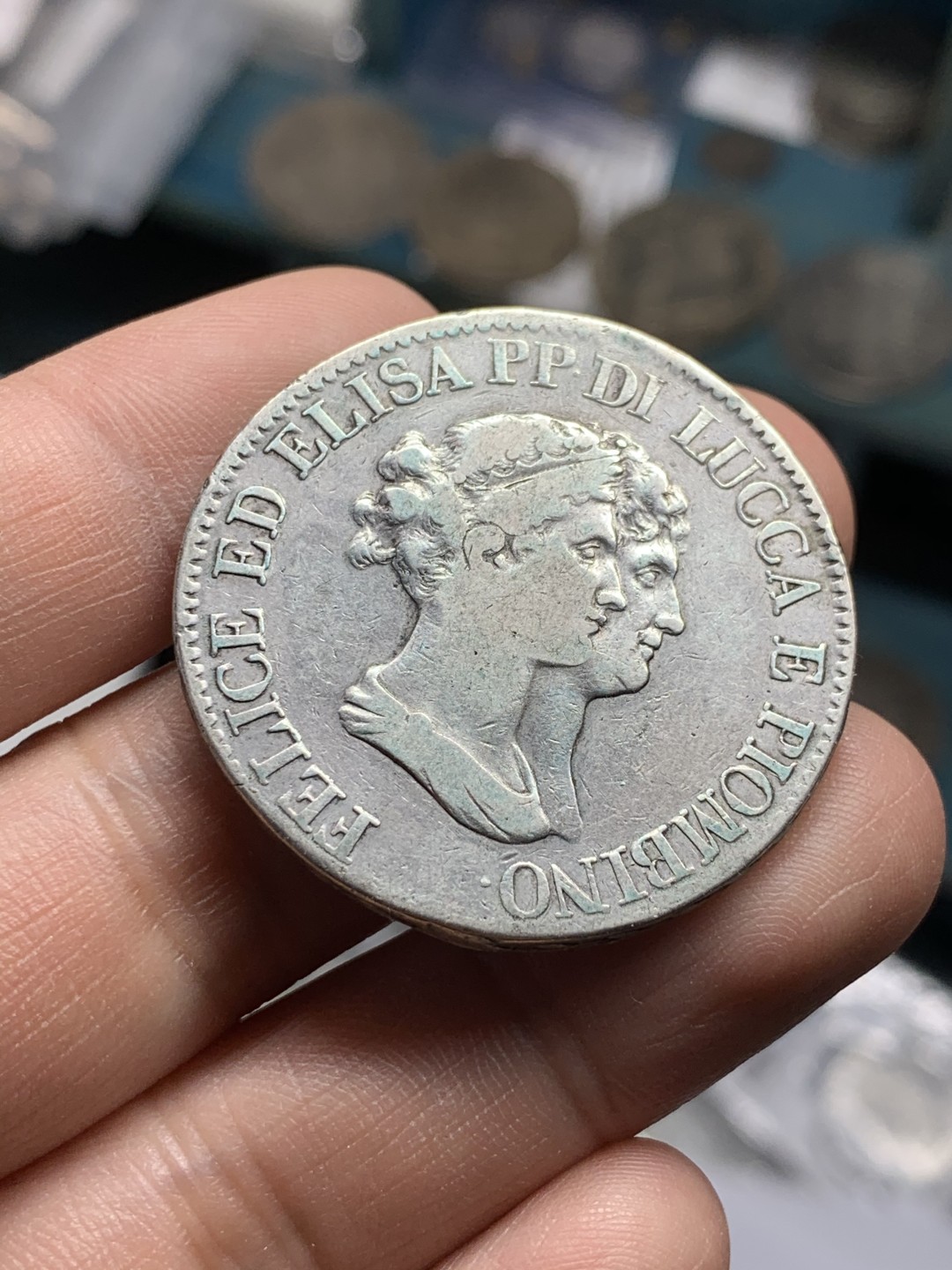 《竞宝斋》第49场-本周日，周一2场连拍（全场不限金额包邮） 意大利 卢卡 1807年 埃莉萨波拿巴 5法郎 大银币 少见品种