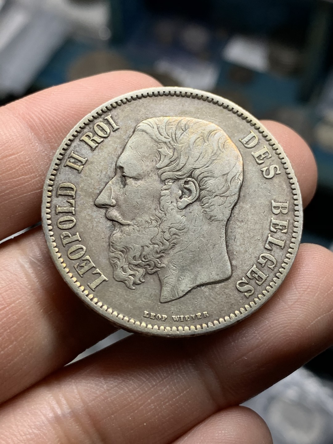 《竞宝斋》第49场-本周日，周一2场连拍（全场不限金额包邮） 1870年比利时利奥波德二世5法郎大银币