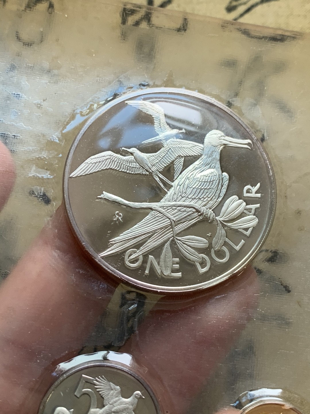 《竞宝斋》第49场-本周日，周一2场连拍（全场不限金额包邮） 英属 维京群岛  1973年 盒装 6枚装套币  含一枚25.7克925大银币  原封未氧化 状态一流