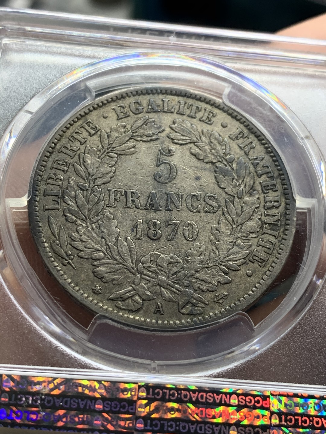 《竞宝斋》第49场-本周日，周一2场连拍（全场不限金额包邮） PCGS XF45 法国 1870年 谷物女神 5法郎银币 原味状态 1870相对早期的少许多 喜欢不要错过