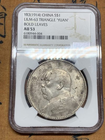 《竞宝斋》第49场-本周日，周一2场连拍（全场不限金额包邮） - NGC-Au53 中国 1913年 竹节花 袁大头 好味道 转光 背面转光漂亮 好版