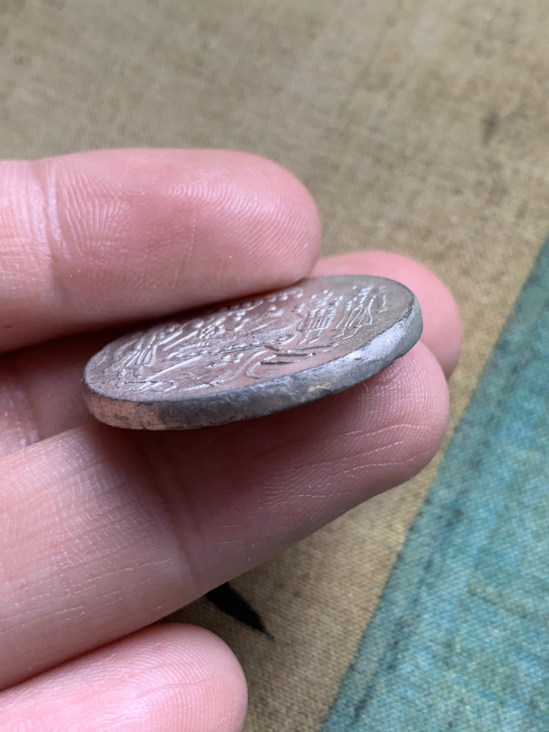 《竞宝斋》第49场-本周日，周一2场连拍（全场不限金额包邮） 印度庙宇镀银花钱一枚