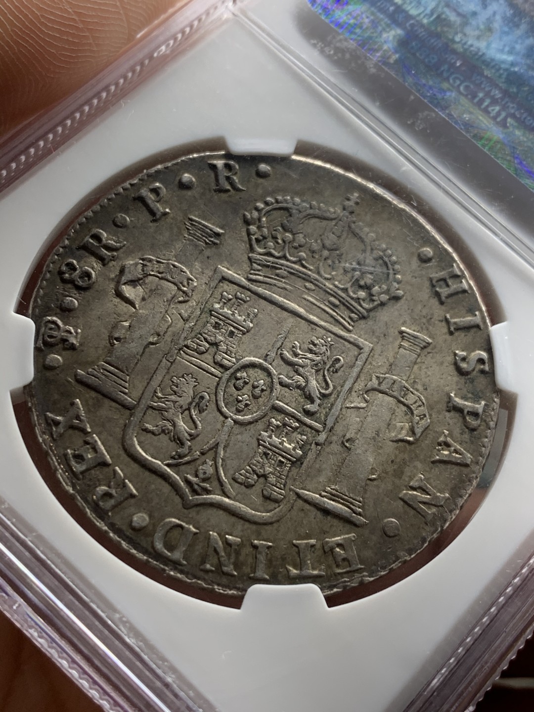 NGC AU58 原味深打 玻利维亚 1781年 卡三 双柱 大银币 现在MS普通都是1W+的了