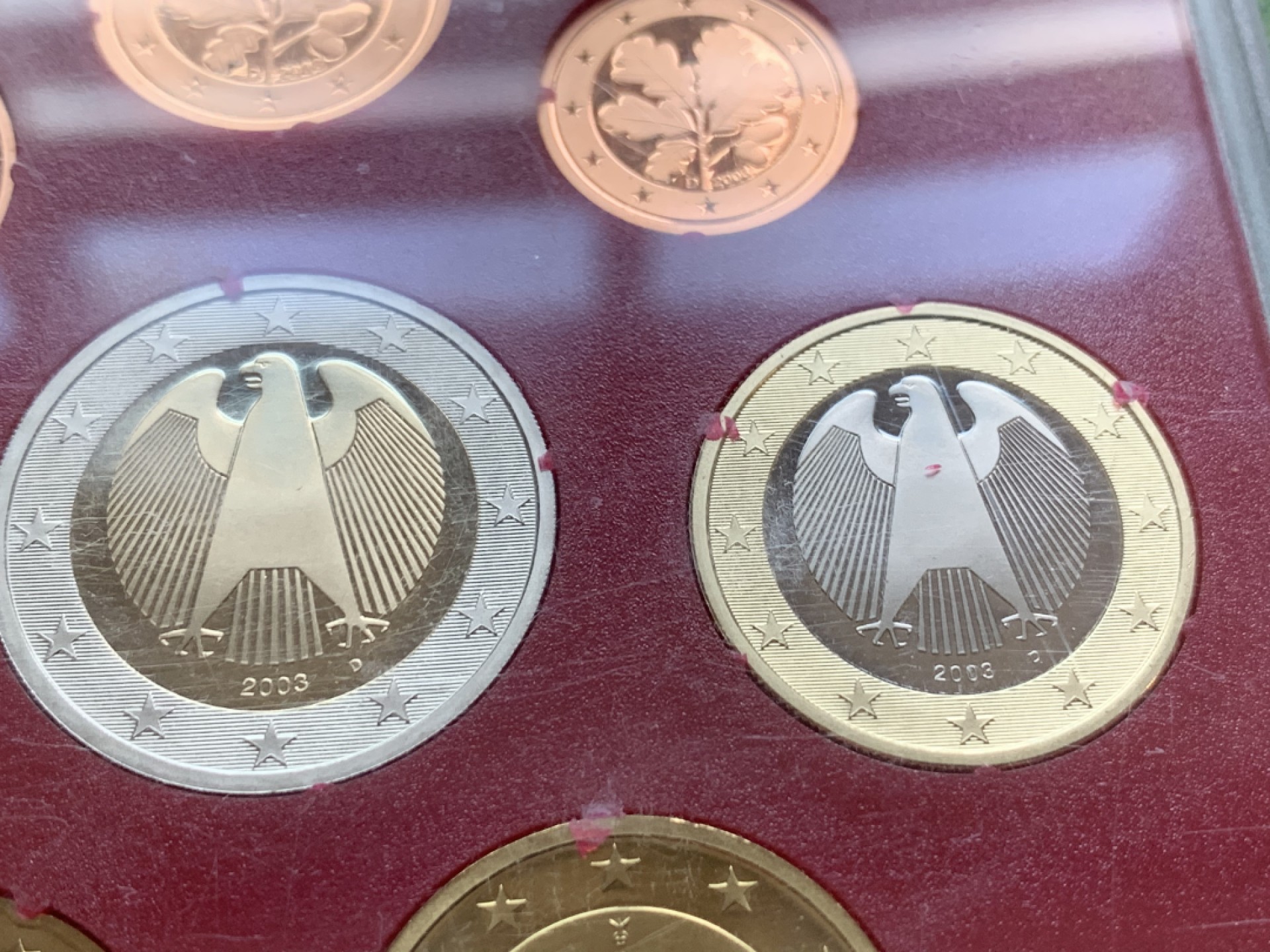 《竞宝斋》第49场-本周日，周一2场连拍（全场不限金额包邮） 原封装 德国 2003年 8枚套 欧元 精制币 非常漂亮