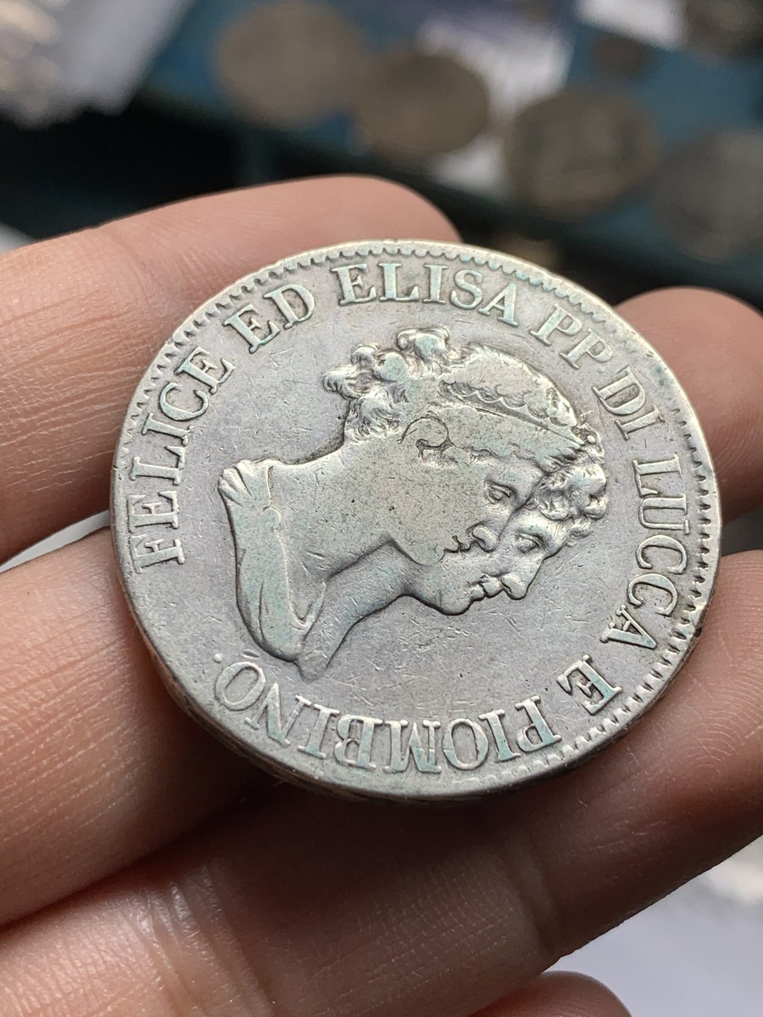 《竞宝斋》第49场-本周日，周一2场连拍（全场不限金额包邮） 意大利 卢卡 1807年 埃莉萨波拿巴 5法郎 大银币 少见品种