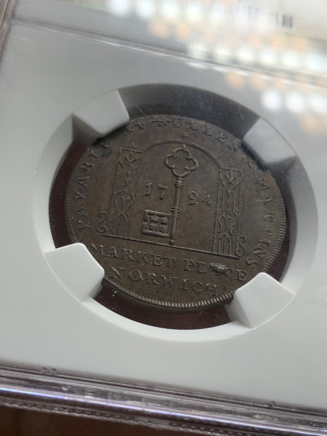 《竞宝斋》第49场-本周日，周一2场连拍（全场不限金额包邮） NGC MS63BB 1794年英国诺福克郡 半便士token 代币