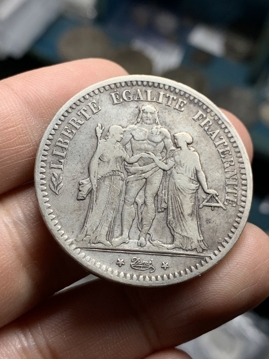 《竞宝斋》第49场-本周日，周一2场连拍（全场不限金额包邮） 原味 法国 第二共和 1849年BB版 大力神5法郎银币 少见版别