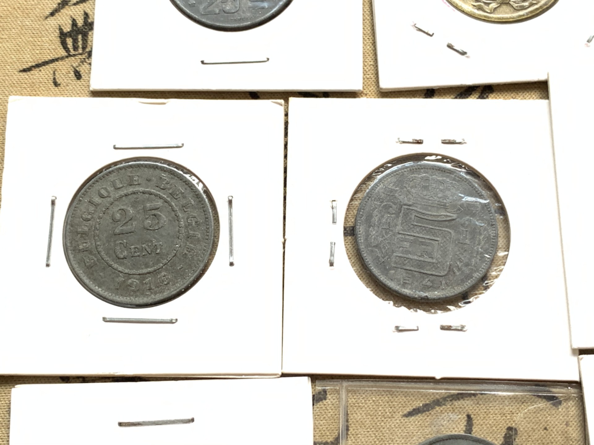 《竞宝斋》第49场-本周日，周一2场连拍（全场不限金额包邮） 一战二战德占比利时一套锌币铜币11枚 战争期间铜镍稀缺，只能用锌来替代铸币材料