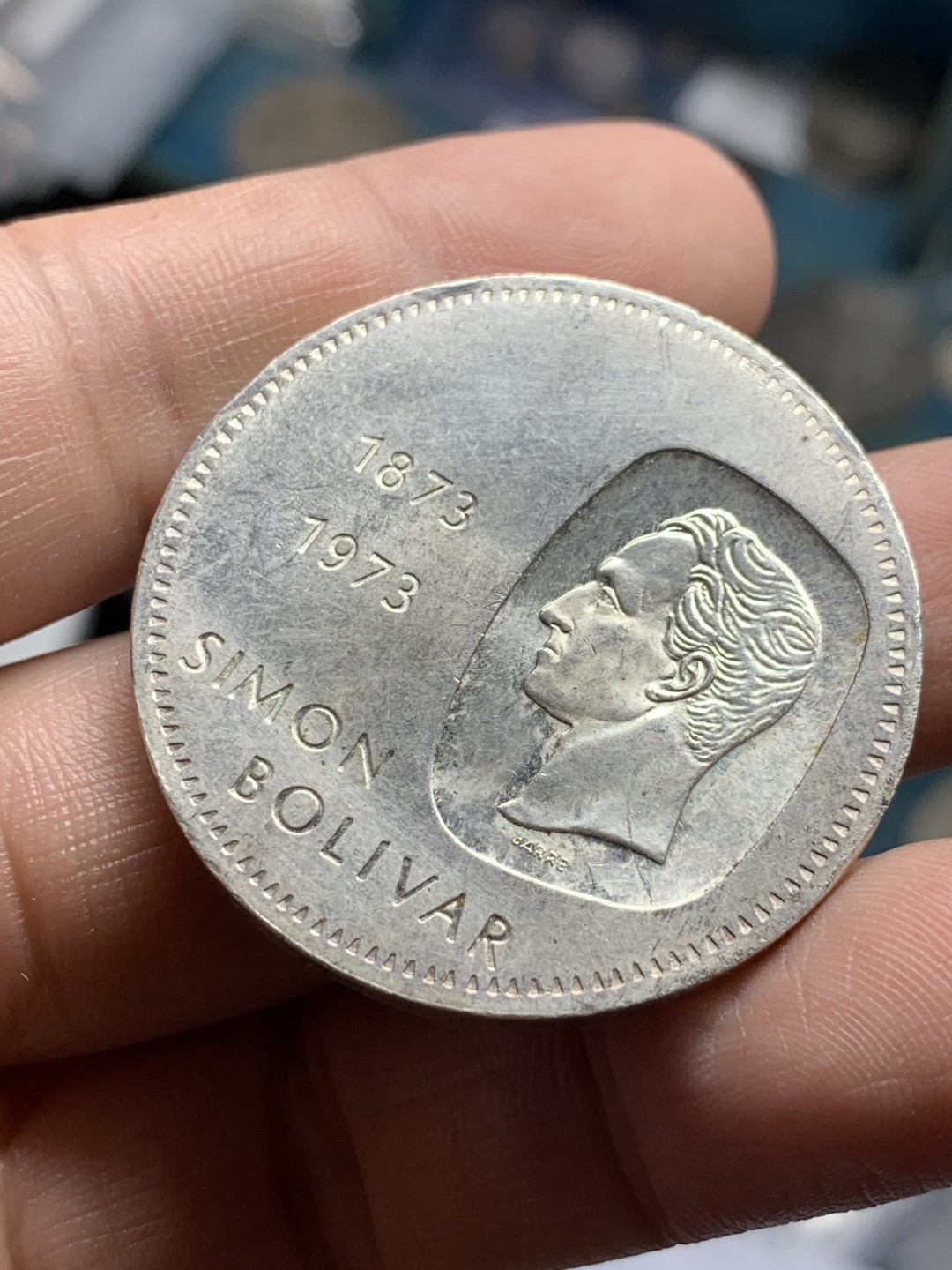 《竞宝斋》第49场-本周日，周一2场连拍（全场不限金额包邮） 委内瑞拉1973年西蒙玻利瓦尔10波利瓦30克大银币