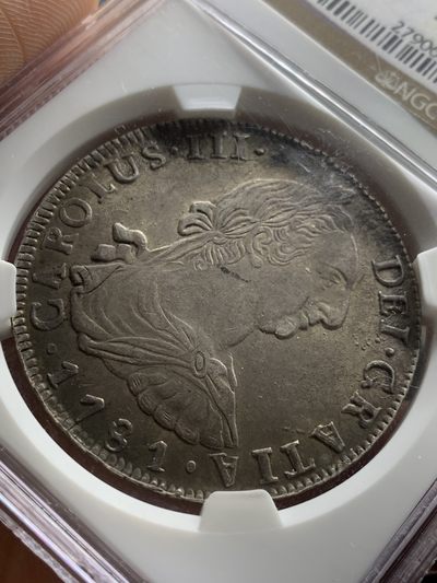 NGC AU58 原味深打 玻利维亚 1781年 卡三 双柱 大银币 现在MS普通都是1W+的了