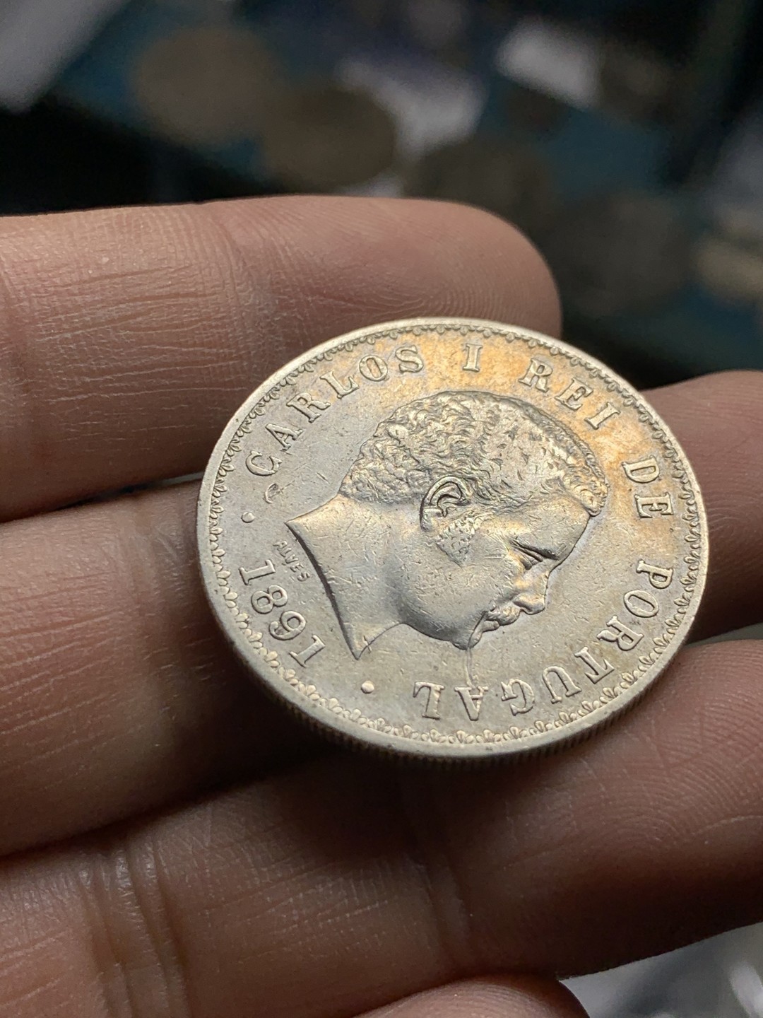 《竞宝斋》第49场-本周日，周一2场连拍（全场不限金额包邮） 1891年葡萄牙卡洛斯一世500瑞斯银币