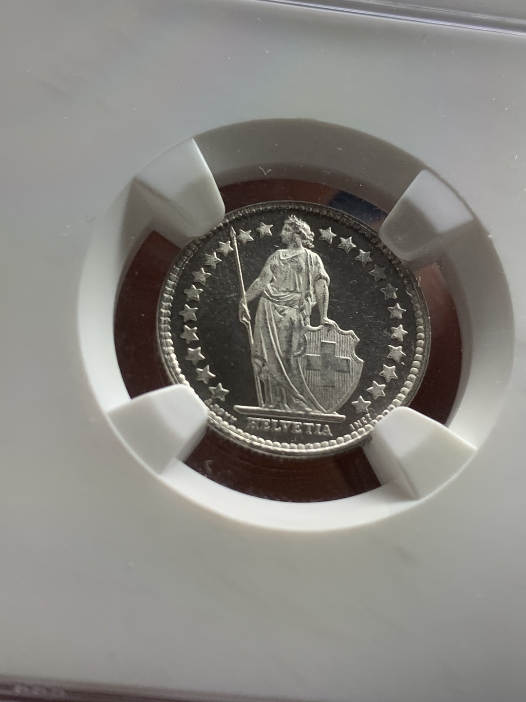 《竞宝斋》第49场-本周日，周一2场连拍（全场不限金额包邮） NGC SP67 冠军分 瑞士 1929年 1/2法郎精制银币B版 早期深打、完整全镜面 N对于这种深打完整全镜面状态的 很小概率给SP 非常少见