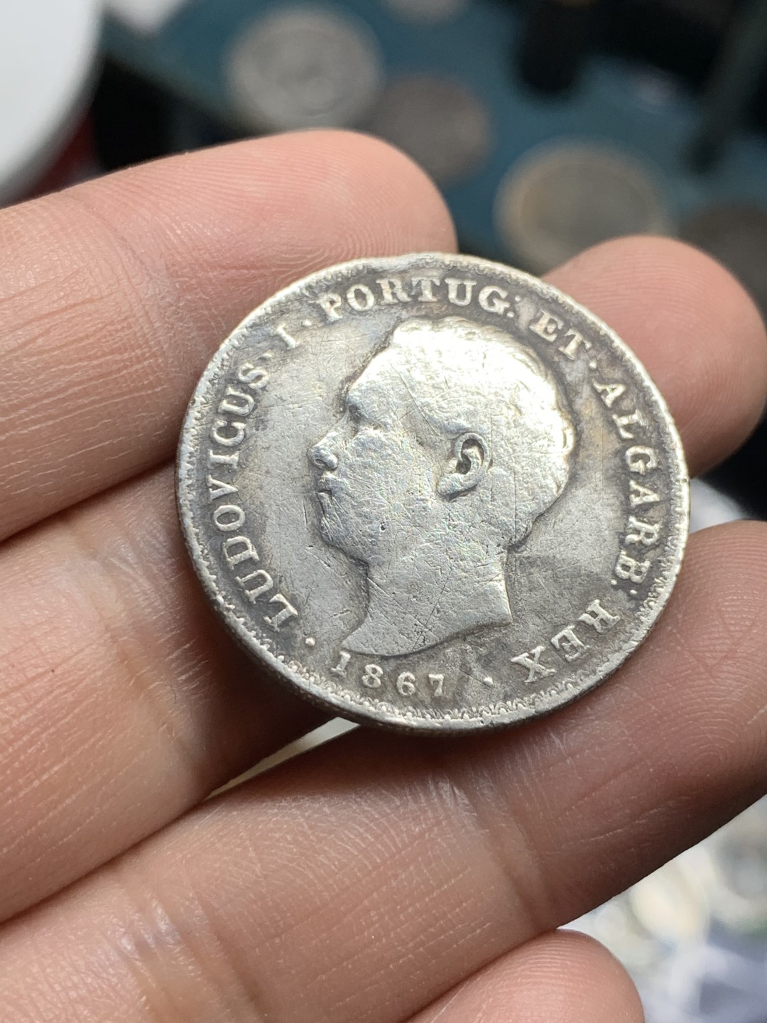 《竞宝斋》第49场-本周日，周一2场连拍（全场不限金额包邮） 1867年葡萄牙路德路易斯一世500瑞斯银币 品如图