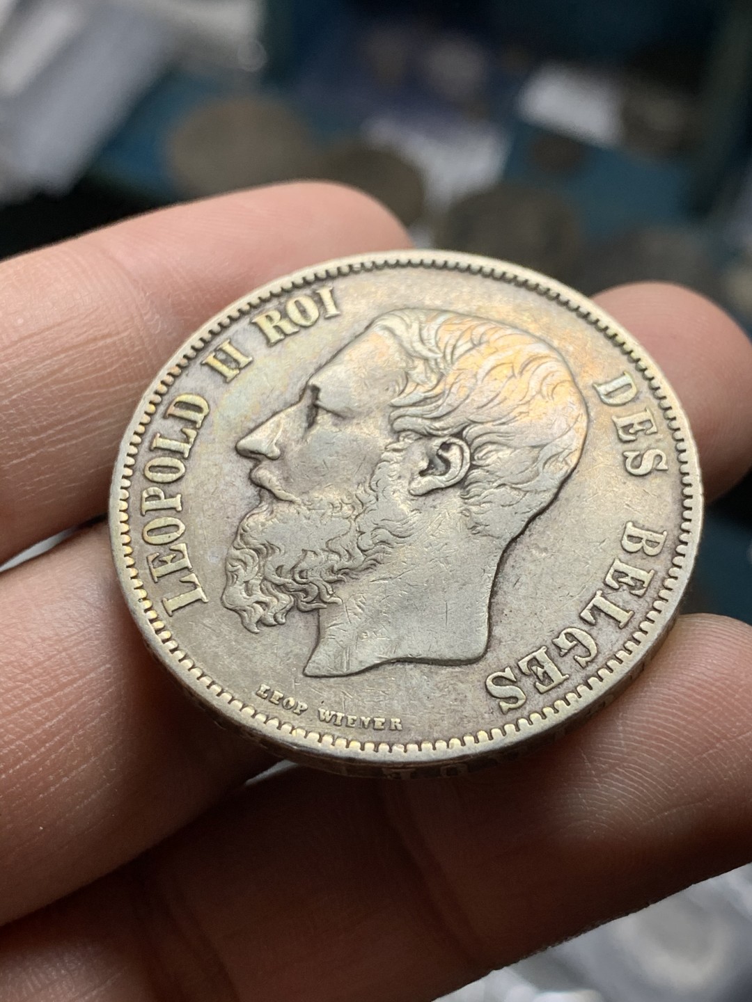 《竞宝斋》第49场-本周日，周一2场连拍（全场不限金额包邮） 1870年比利时利奥波德二世5法郎大银币