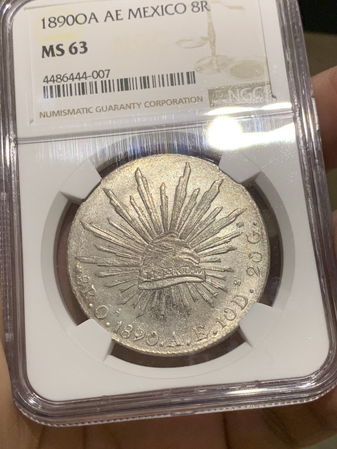 《竞宝斋》第49场-本周日，周一2场连拍（全场不限金额包邮） NGC MS63 稀少 OA版 墨西哥 鹰洋 银币 难得高分 OA版 裸币都是作为XF-AU的存在 很少MS