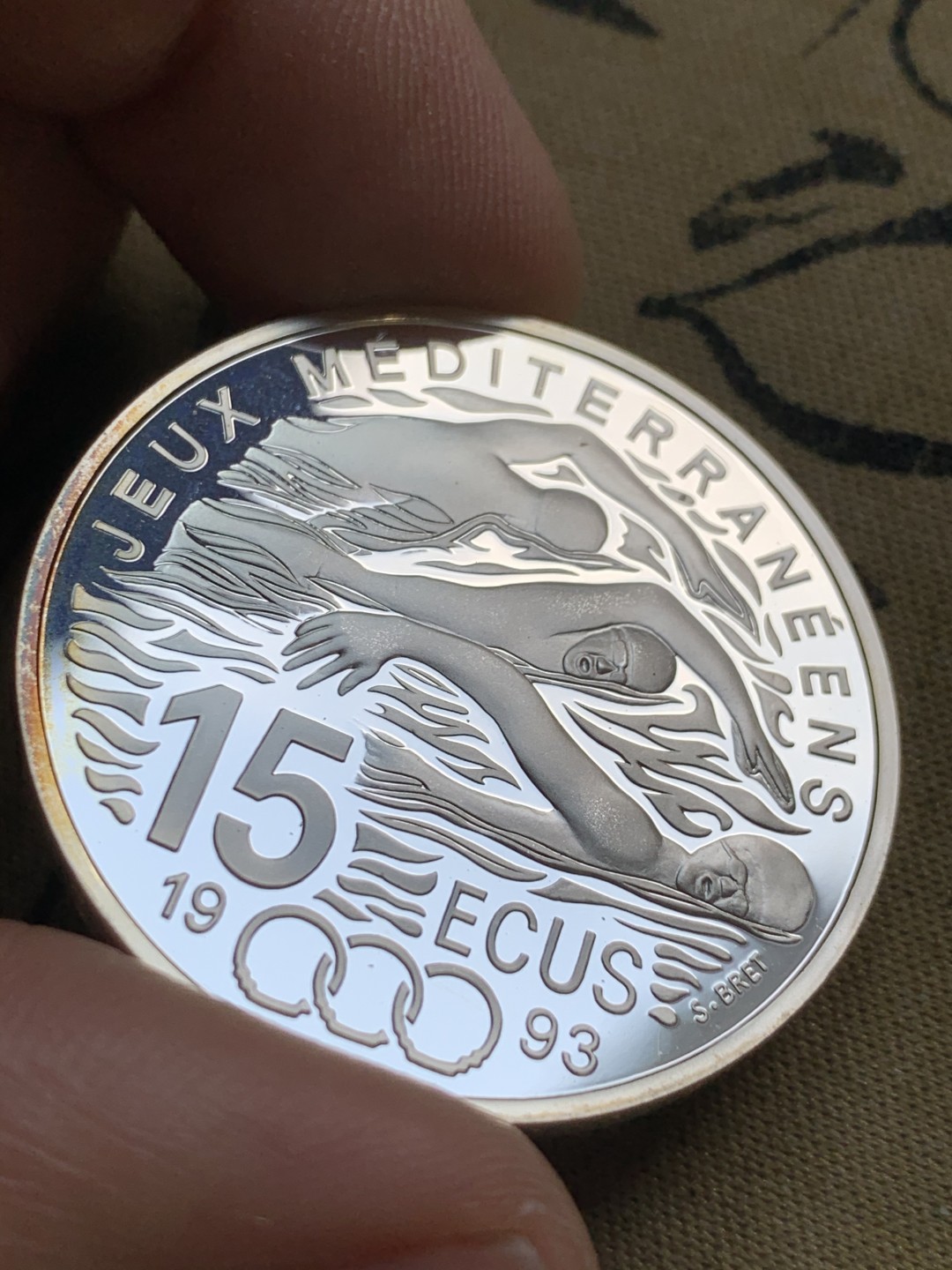 《竞宝斋》第49场-本周日，周一2场连拍（全场不限金额包邮） 原盒证书 法国 1993年 100法郎/15ECU 精制大银币 稀少