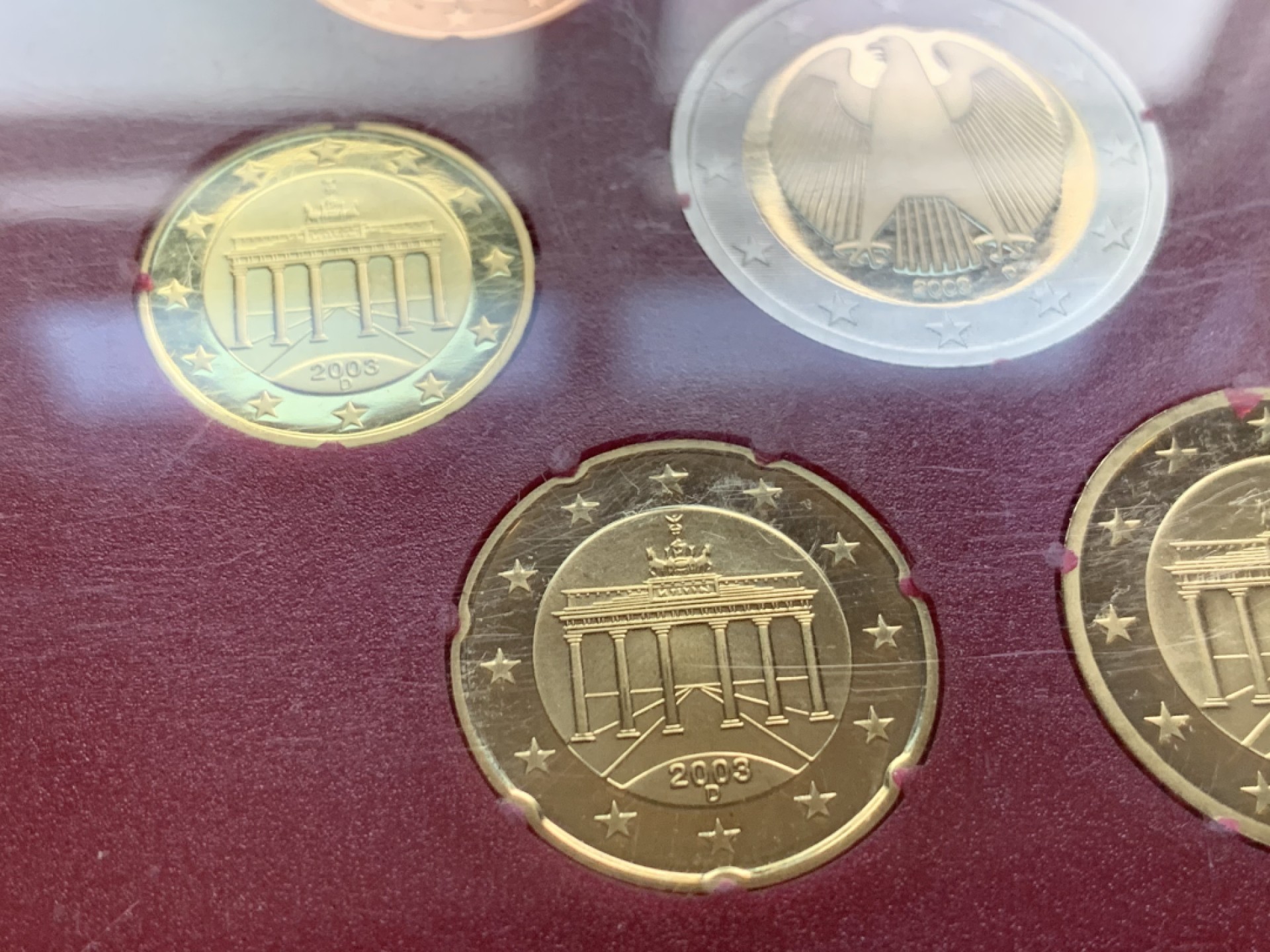 《竞宝斋》第49场-本周日，周一2场连拍（全场不限金额包邮） 原封装 德国 2003年 8枚套 欧元 精制币 非常漂亮