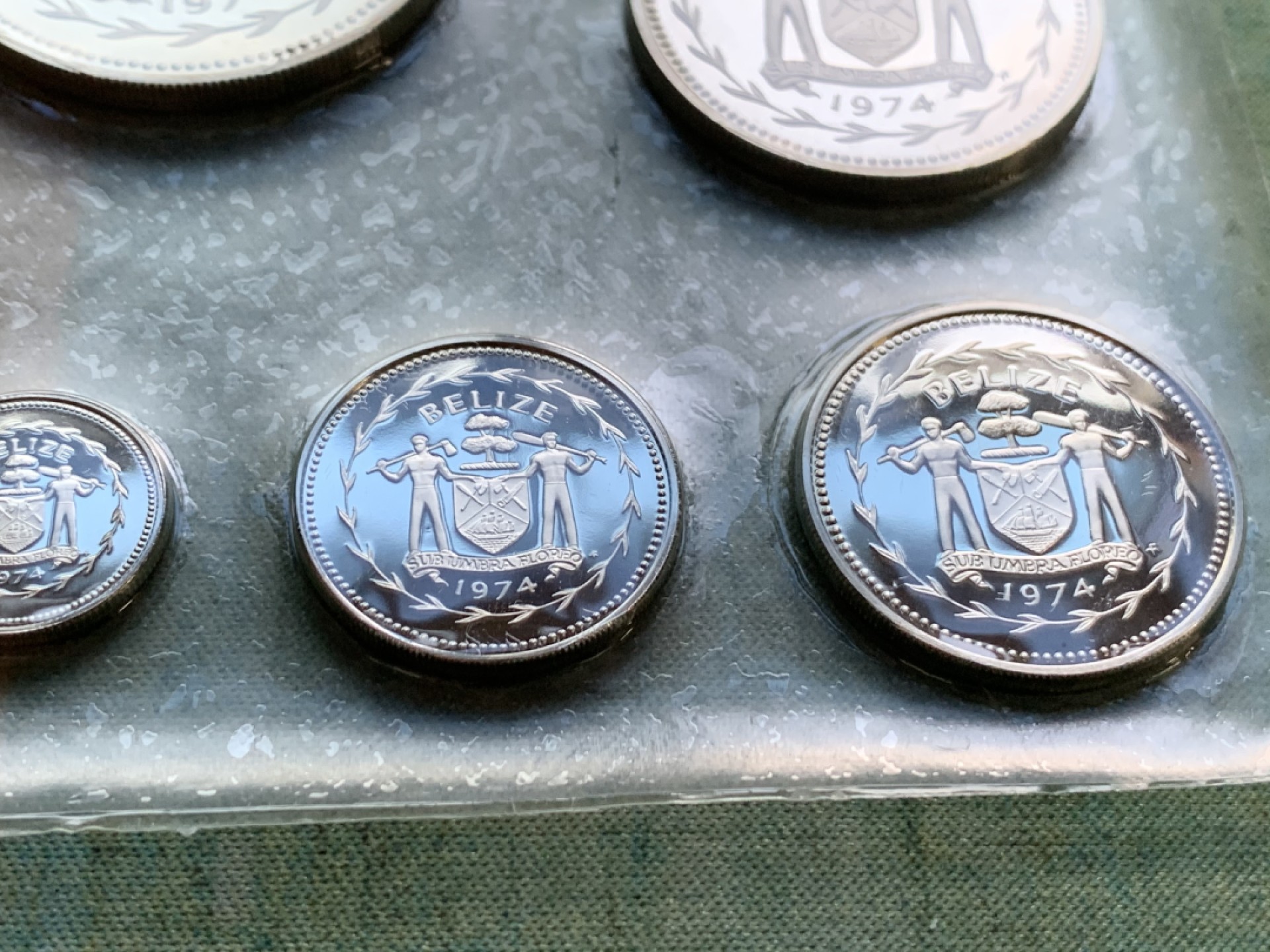 《竞宝斋》第49场-本周日，周一2场连拍（全场不限金额包邮） 原盒证书 伯利兹 1974年 鸟类 8枚套 富兰克林造币厂 精制纪念币 银？镍？