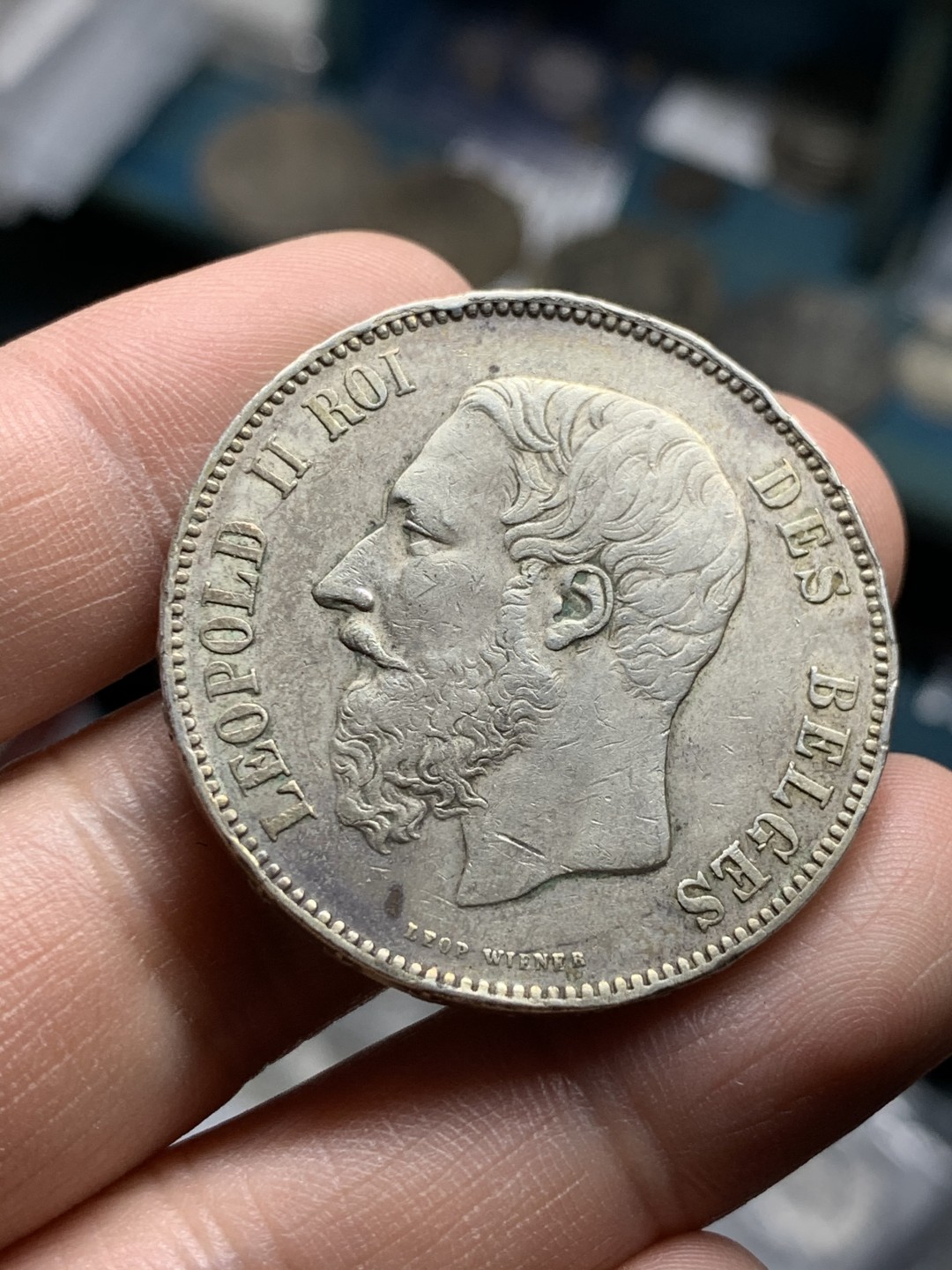 《竞宝斋》第49场-本周日，周一2场连拍（全场不限金额包邮） 1873年比利时利奥波德二世5法郎大银币