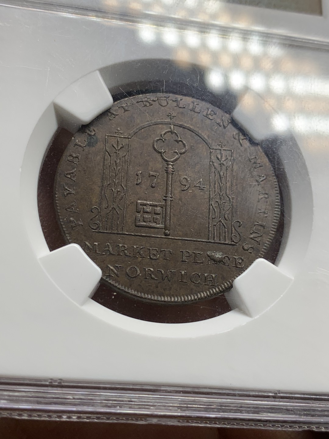 《竞宝斋》第49场-本周日，周一2场连拍（全场不限金额包邮） NGC MS63BB 1794年英国诺福克郡 半便士token 代币