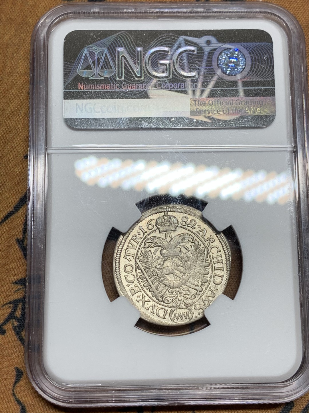 《竞宝斋》第49场-本周日，周一2场连拍（全场不限金额包邮） Ngc- Au55 1682 MM 奥地利 维也纳造币厂 6克洛泽 