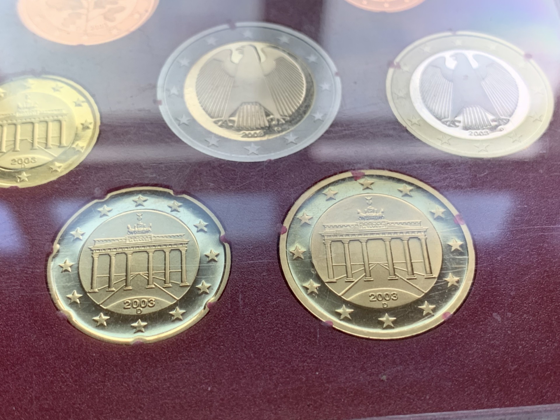 《竞宝斋》第49场-本周日，周一2场连拍（全场不限金额包邮） 原封装 德国 2003年 8枚套 欧元 精制币 非常漂亮