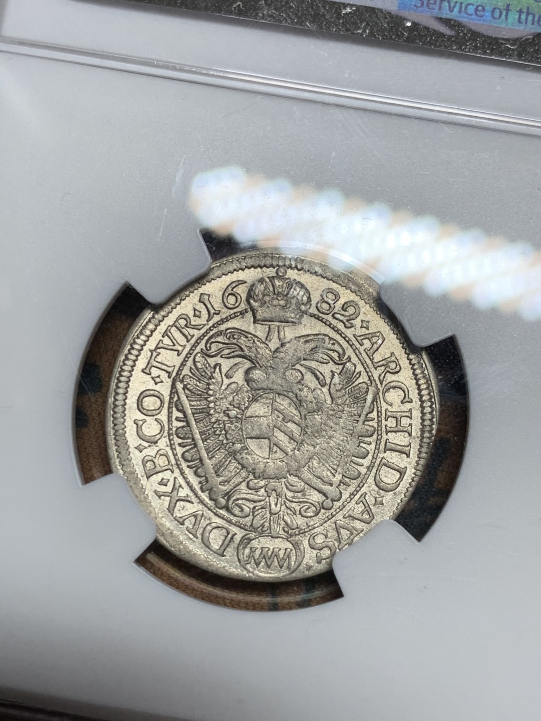 《竞宝斋》第49场-本周日，周一2场连拍（全场不限金额包邮） Ngc- Au55 1682 MM 奥地利 维也纳造币厂 6克洛泽 