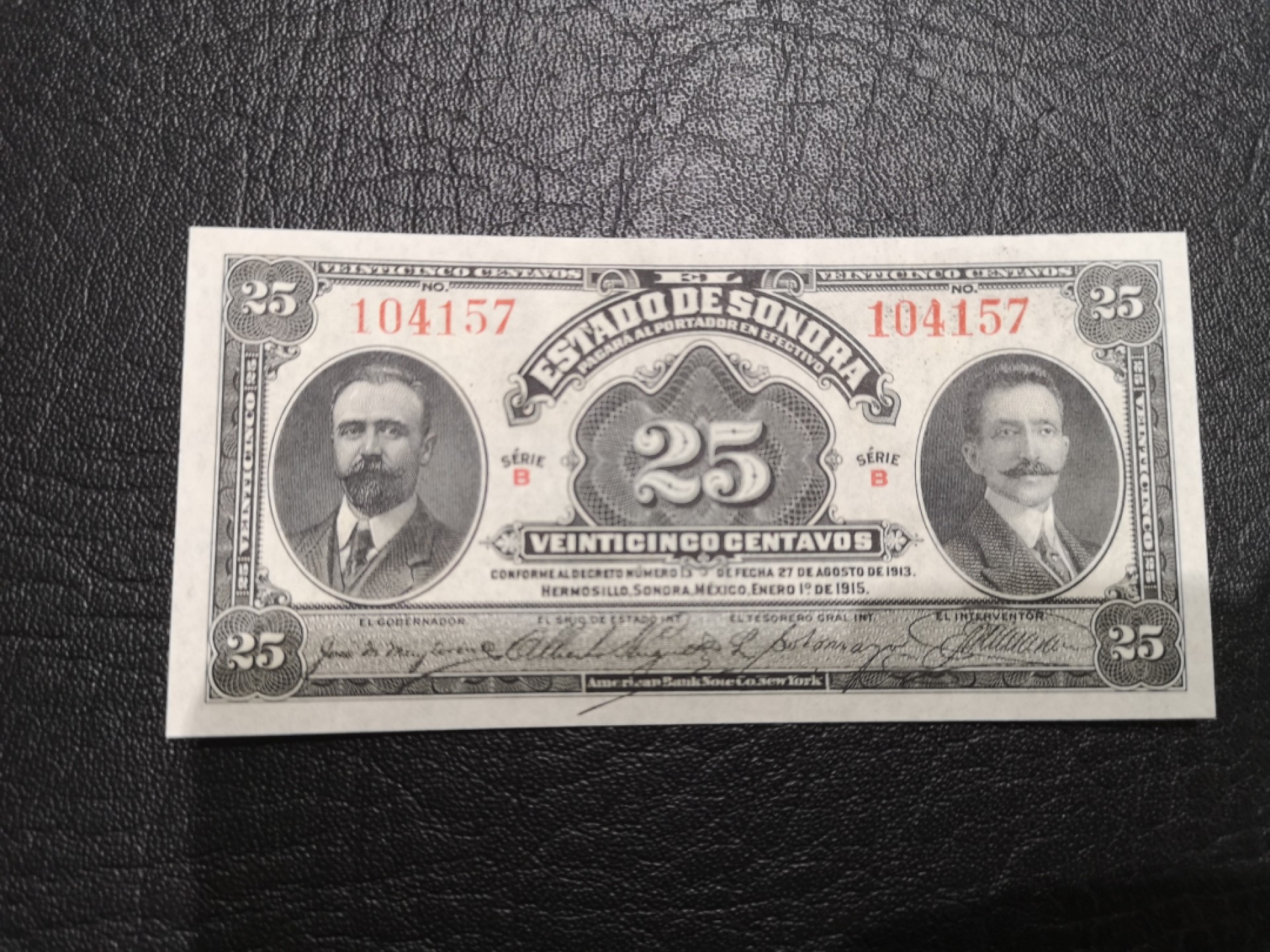 《外钞收藏家》第一百七十五期拍卖 1915年墨西哥25分 全新UNC