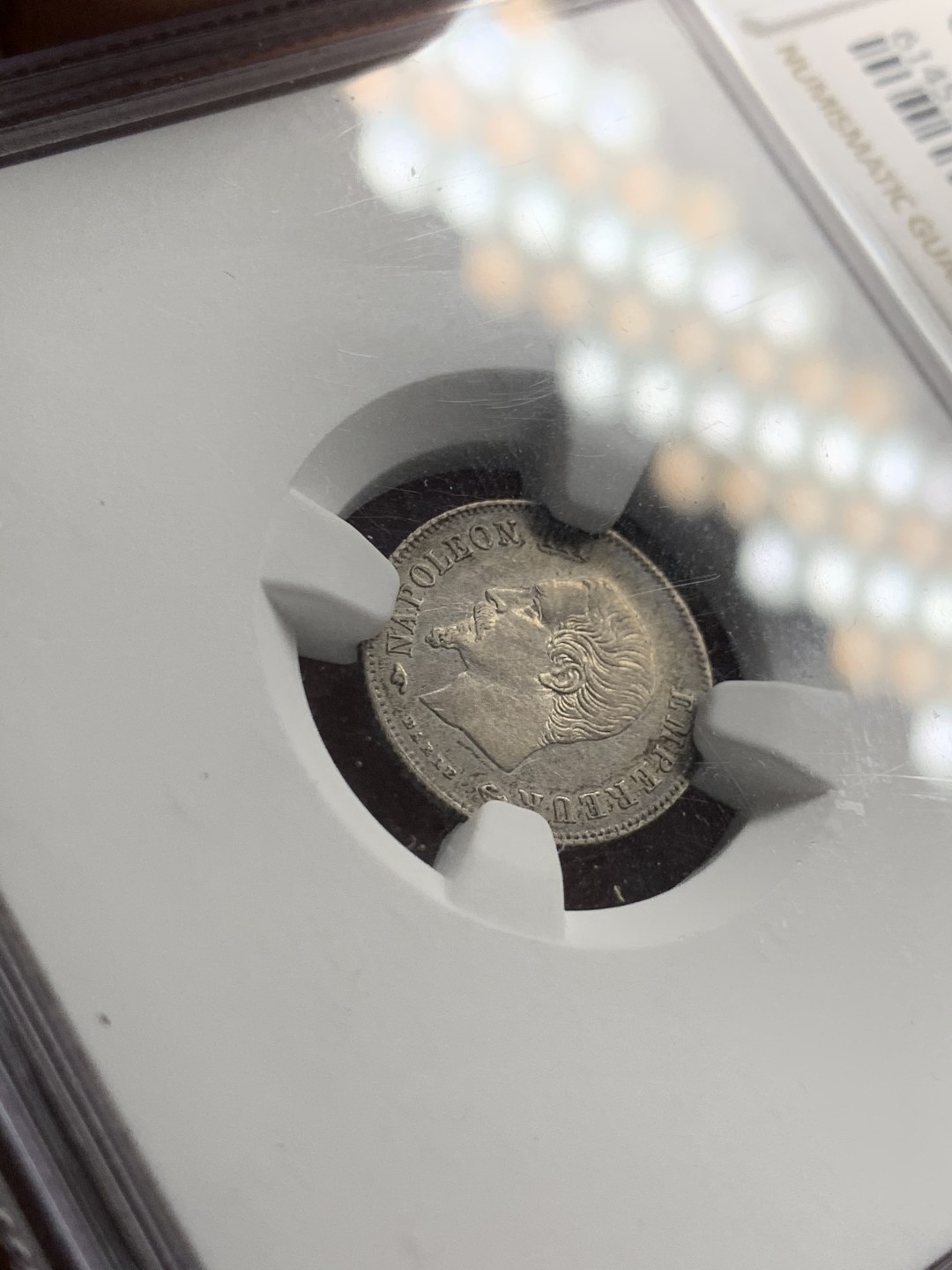 《竞宝斋》第49场-本周日，周一2场连拍（全场不限金额包邮） Ngc-Unc 法国 1860A 拿破仑三世 20c 好品 