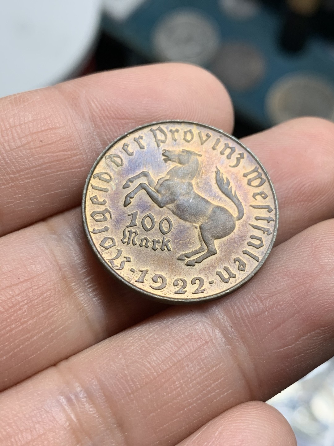 《竞宝斋》第49场-本周日，周一2场连拍（全场不限金额包邮） 德国威斯特伐利亚1922年男头大马币100、500马克铜币一对